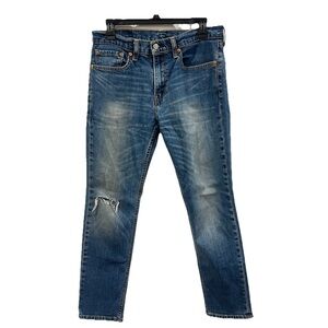 Levi’s Men’s 511 Slim Fit Stretch Jeans Blue Denim 32x30 Distressed Knee Rip